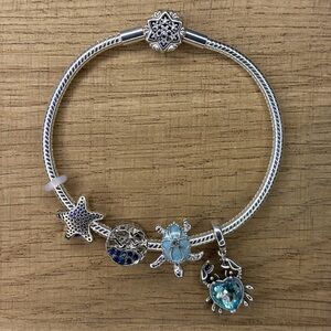 New 925 silver snake chain bracelet with marine charms. 19CM. 🌊 (No Pandora)